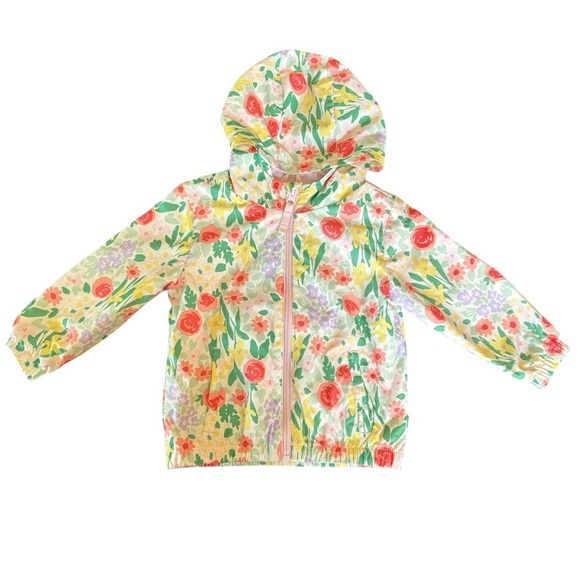 Cat & Jack Other - Cat and Jack Floral Windbreaker Jacket Hooded Lightweight Full Zip girls 2T